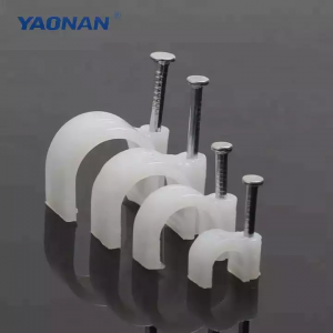 Factory Price Flat Electric PE Round Steel Wire Cable Clips Wall Nails Clip / Hook CC-908 Adhesive Cable Wire Clip Size