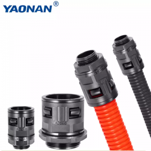 Electrical fittings plastic nylon PA66 black Waterproof quick straight blade flexible corrugated conduit connector