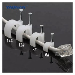 Vidin'ny orinasa Flat Electric PE Round Steel Wire Cable Clips Wall Nails Clip