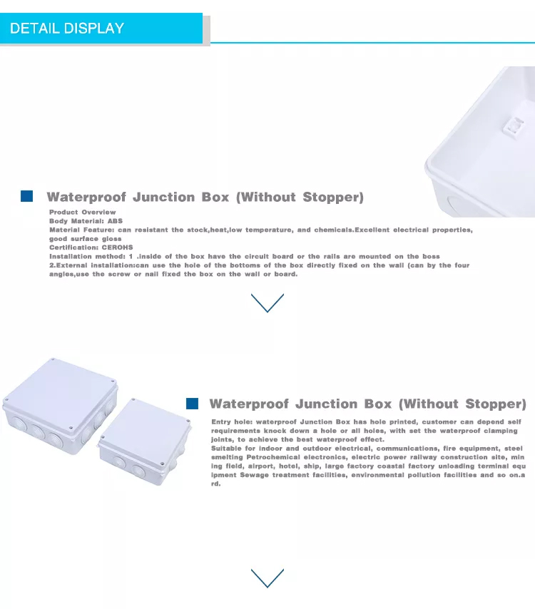 ໃໝ່ລ່າສຸດ ລາຄາເປັນກັນເອງ Standard Eco-Friendly ip65 plastic waterproof electric junction box 03